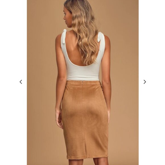 Superpower Tan Suede Pencil Skirt - Picture 5 of 9